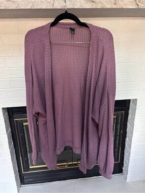 wild fable Mauve Open-Front Waffle Knit Cardigan